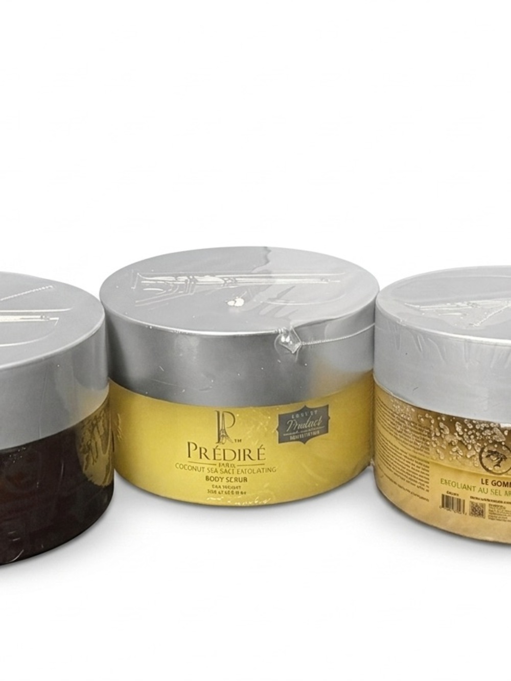 Prédiré Coconut Sea Salt Body Scrub - Yellow Jar Set of 3 Various Body Scrubs